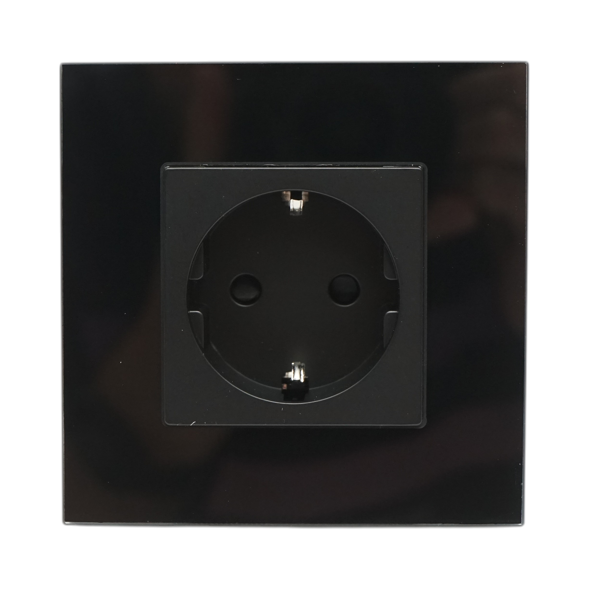 Priza schuko neagra 220V, 16A, rama sticla 86x86x34mm - imagine 2