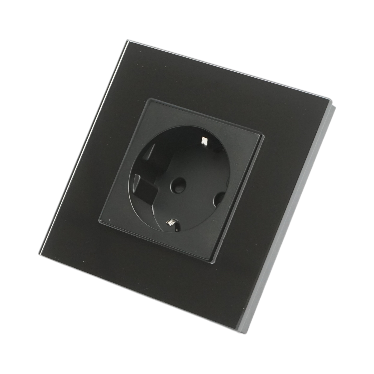 Priza schuko neagra 220V, 16A, rama sticla 86x86x34mm