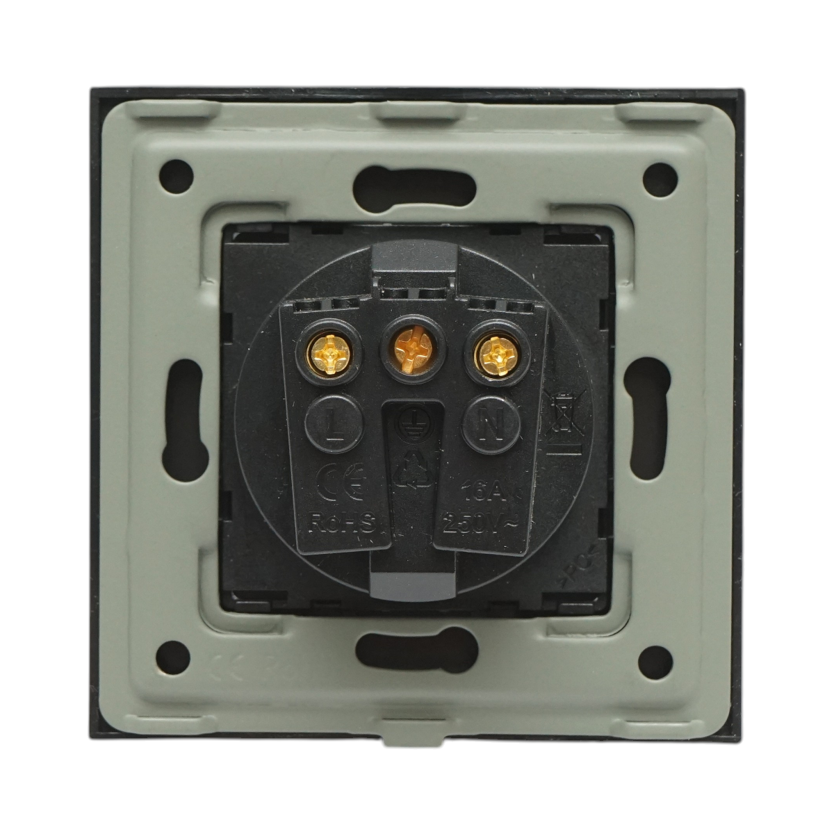 Priza schuko neagra 220V, 16A, rama sticla 86x86x34mm - imagine 4