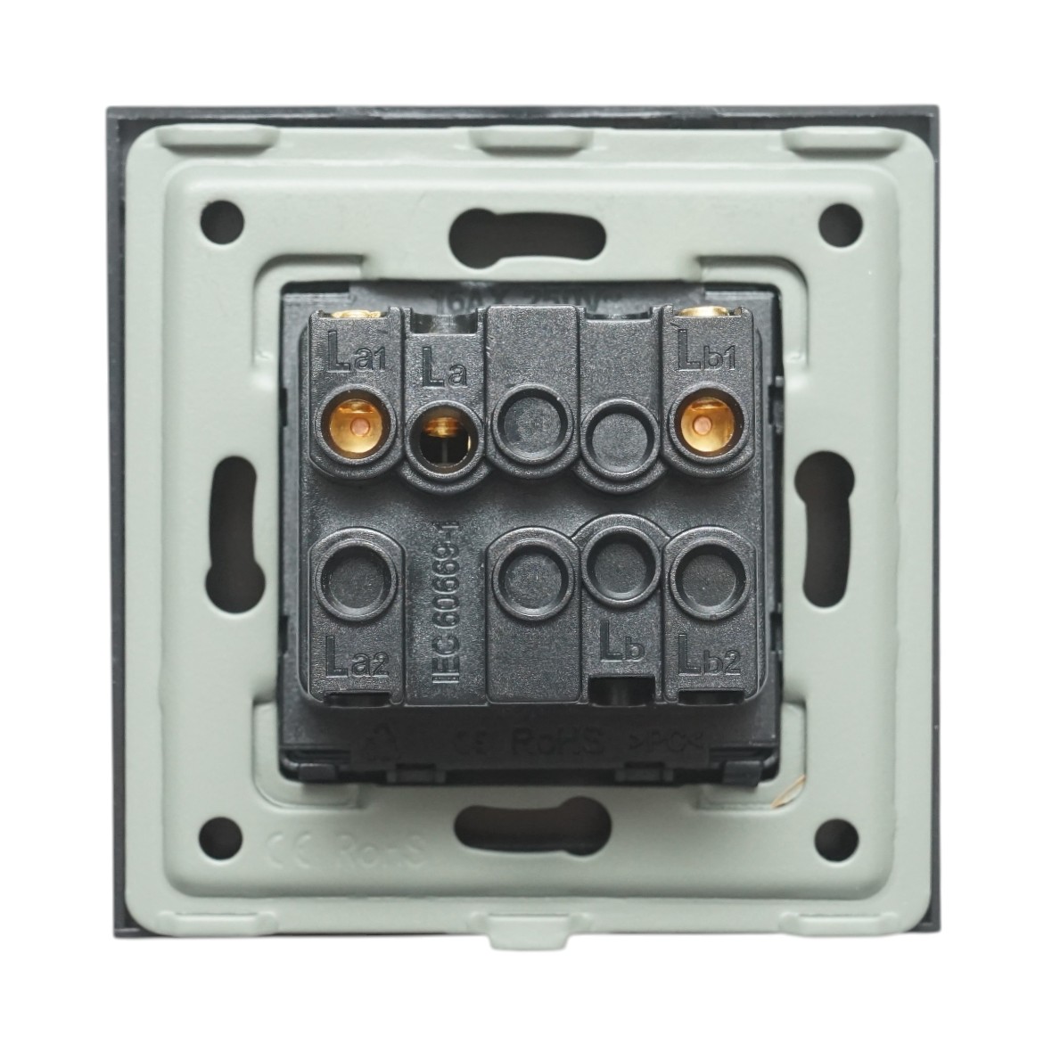 Intrerupator jaluzele dublu negru incastrat 220V, 16AX, indicator luminos, rama sticla 86x86x34mm - imagine 4