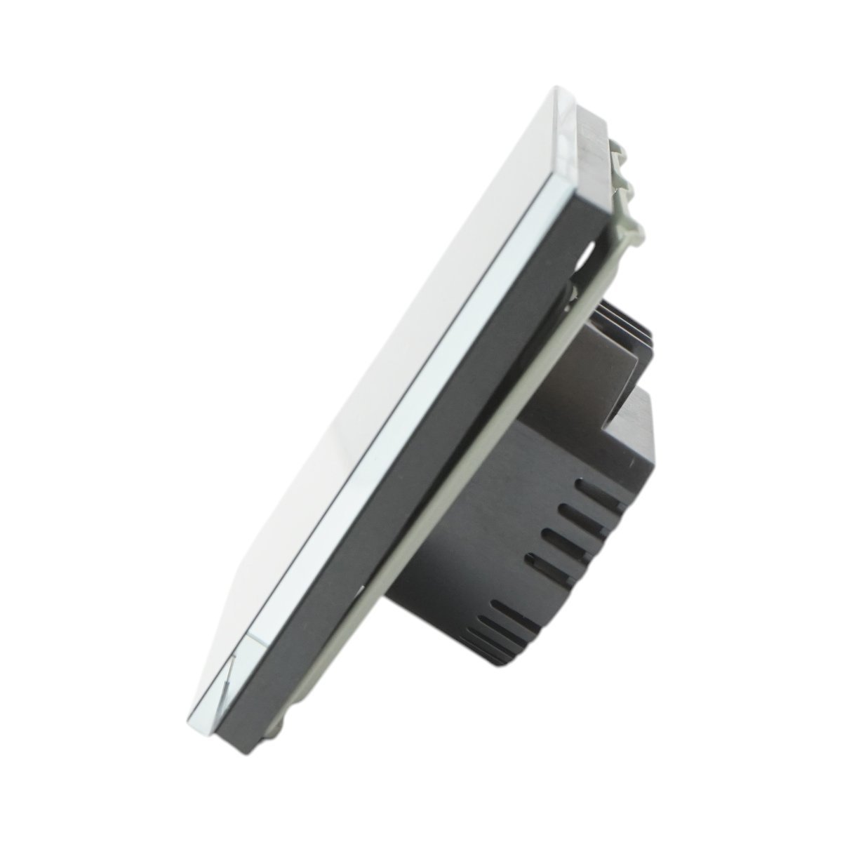 Intrerupator touch negru simplu 220V, indicator luminos, rama sticla 86x86x34mm - imagine 3