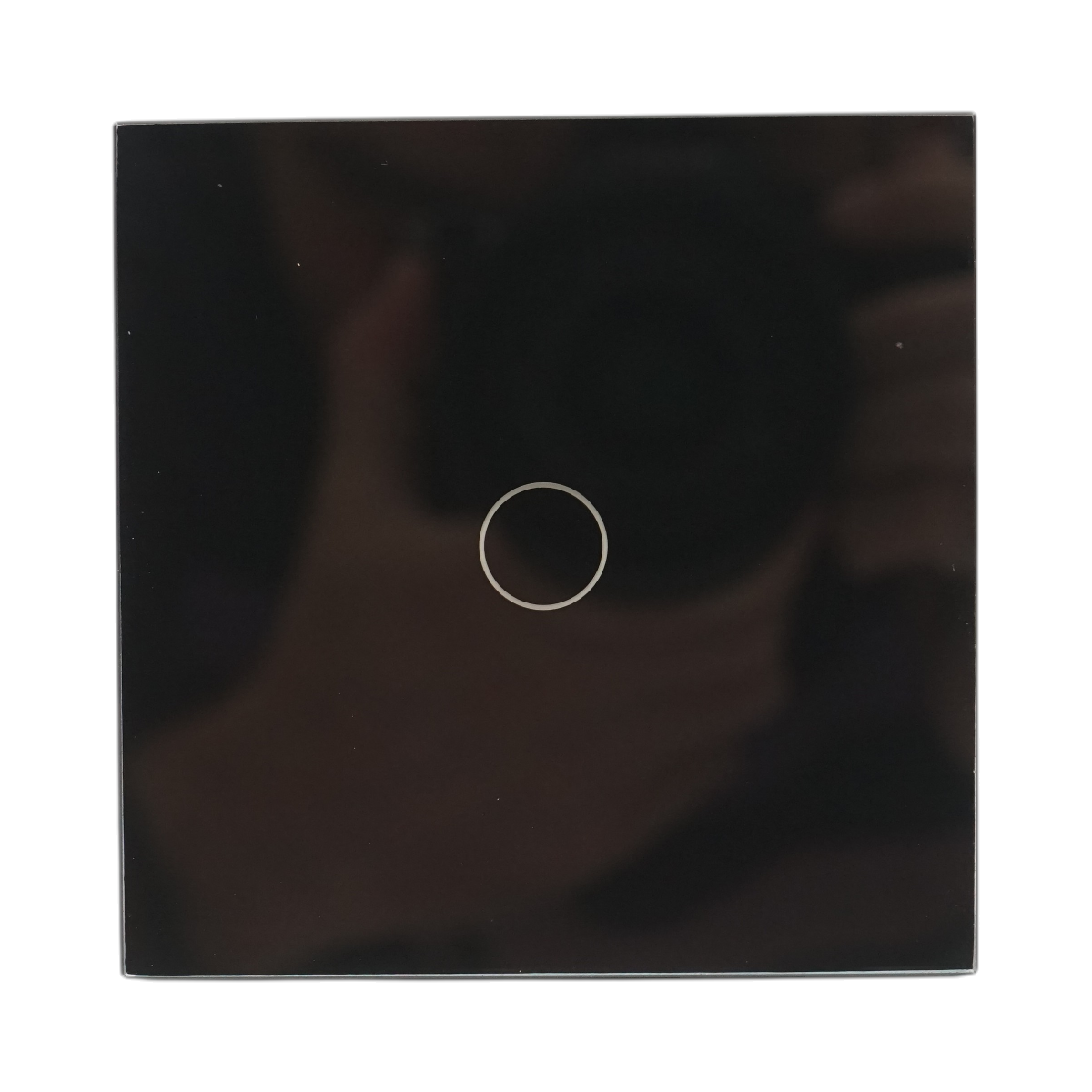 Intrerupator touch negru simplu 220V, indicator luminos, rama sticla 86x86x34mm - imagine 2