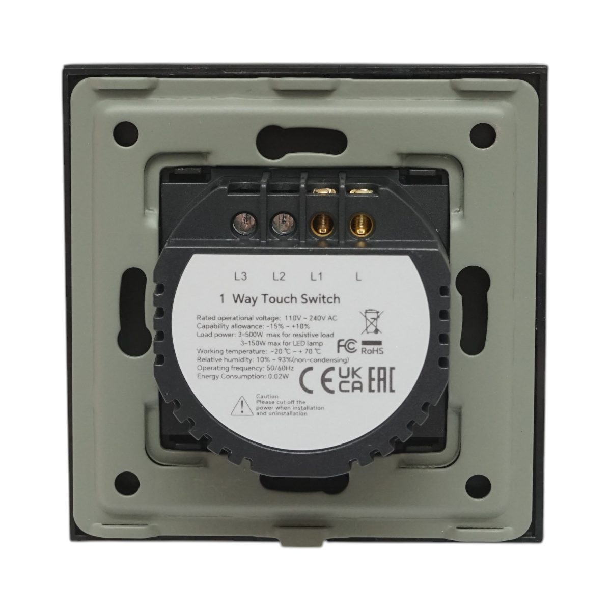 Intrerupator touch negru simplu 220V, indicator luminos, rama sticla 86x86x34mm - imagine 4