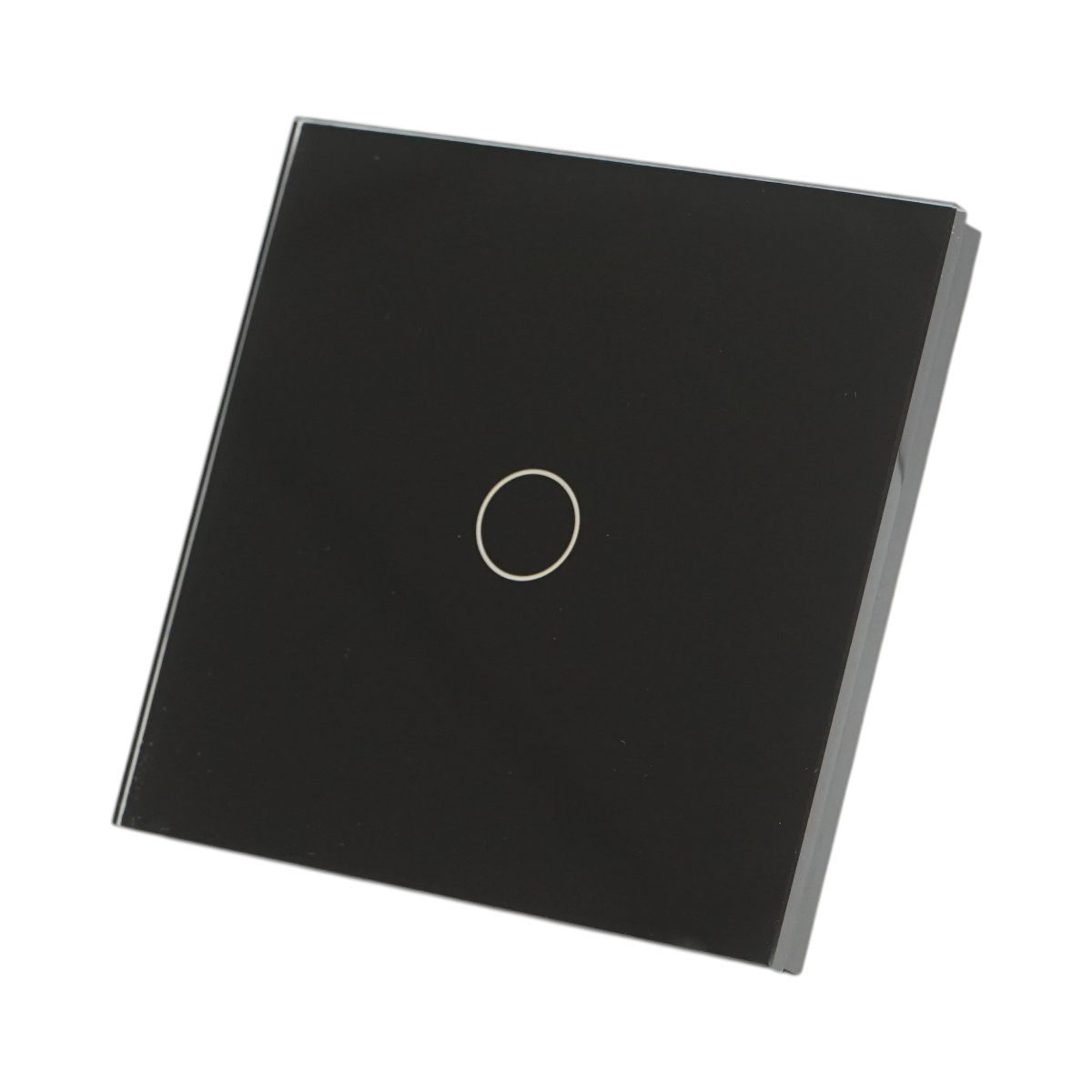 Intrerupator touch negru simplu 220V, indicator luminos, rama sticla 86x86x34mm