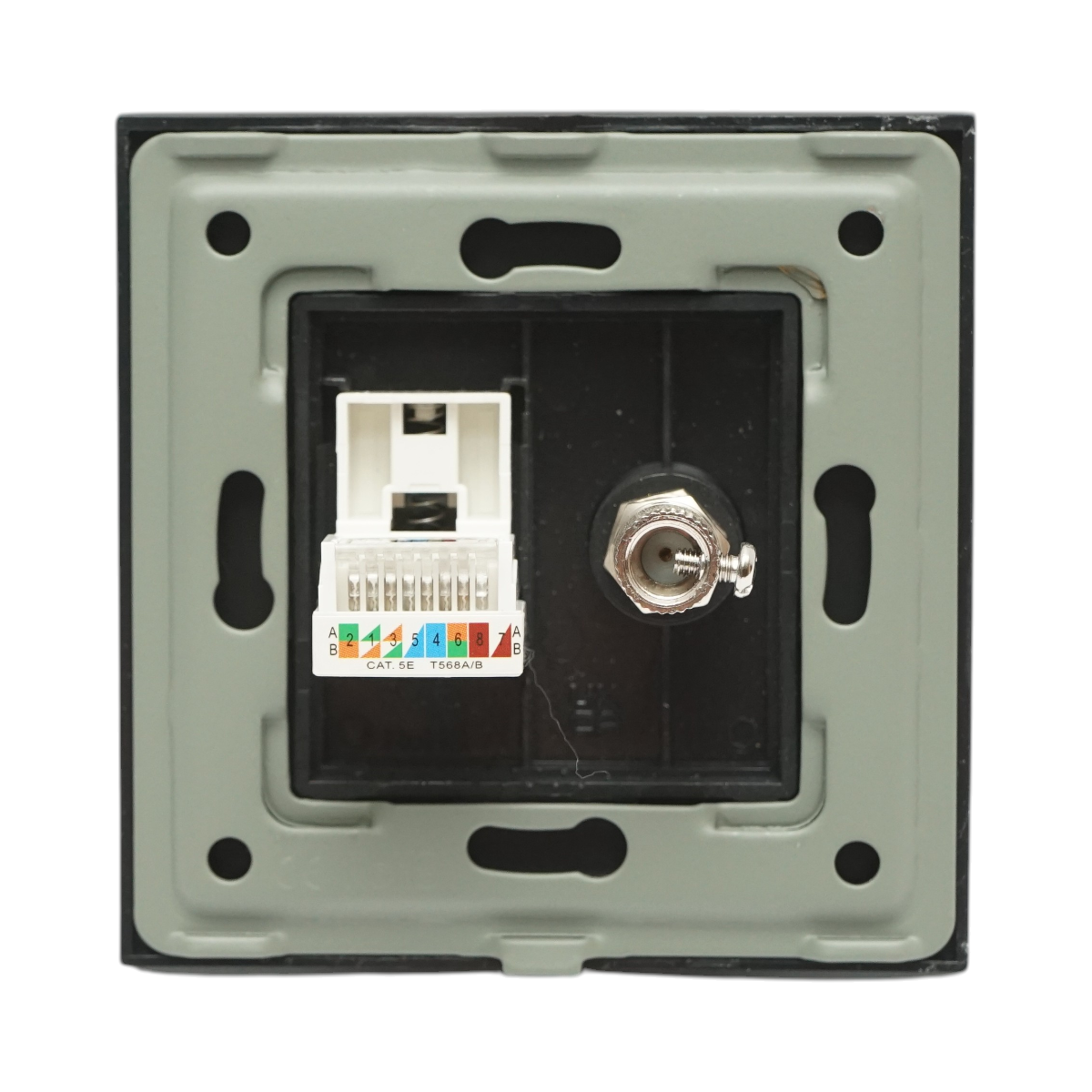 Priza TV + internet CAT5e RJ45, rama sticla neagra 86x86mm - imagine 4