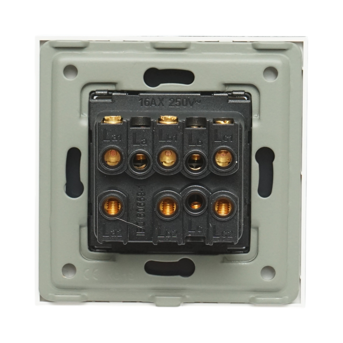 Intrerupator triplu cap scara alb incastrat 220V, 16AX, indicator luminos, rama sticla 86x86x34mm - imagine 4
