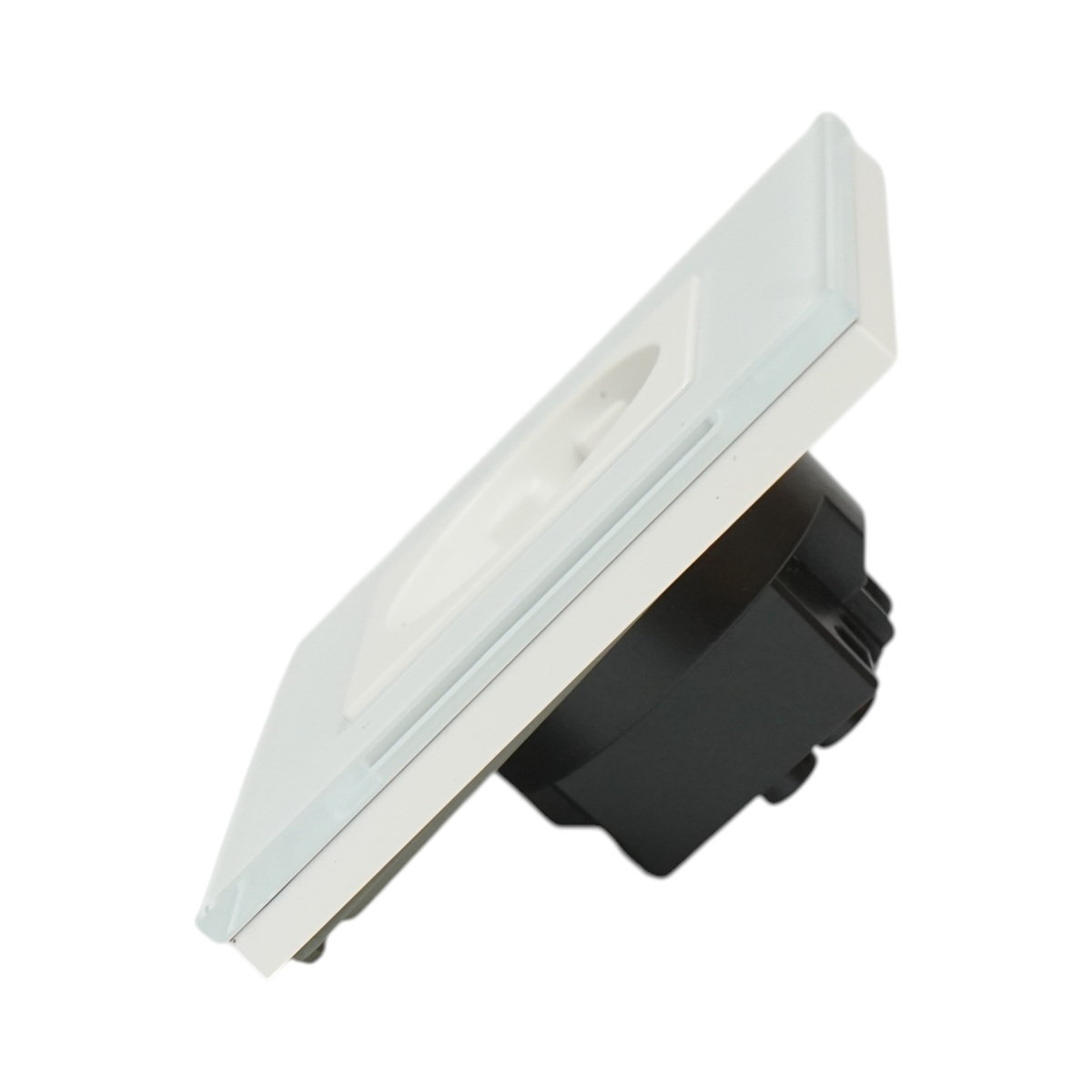 Priza schuko alba incastrata 220V, 16A, rama sticla 86x86x34mm - imagine 3