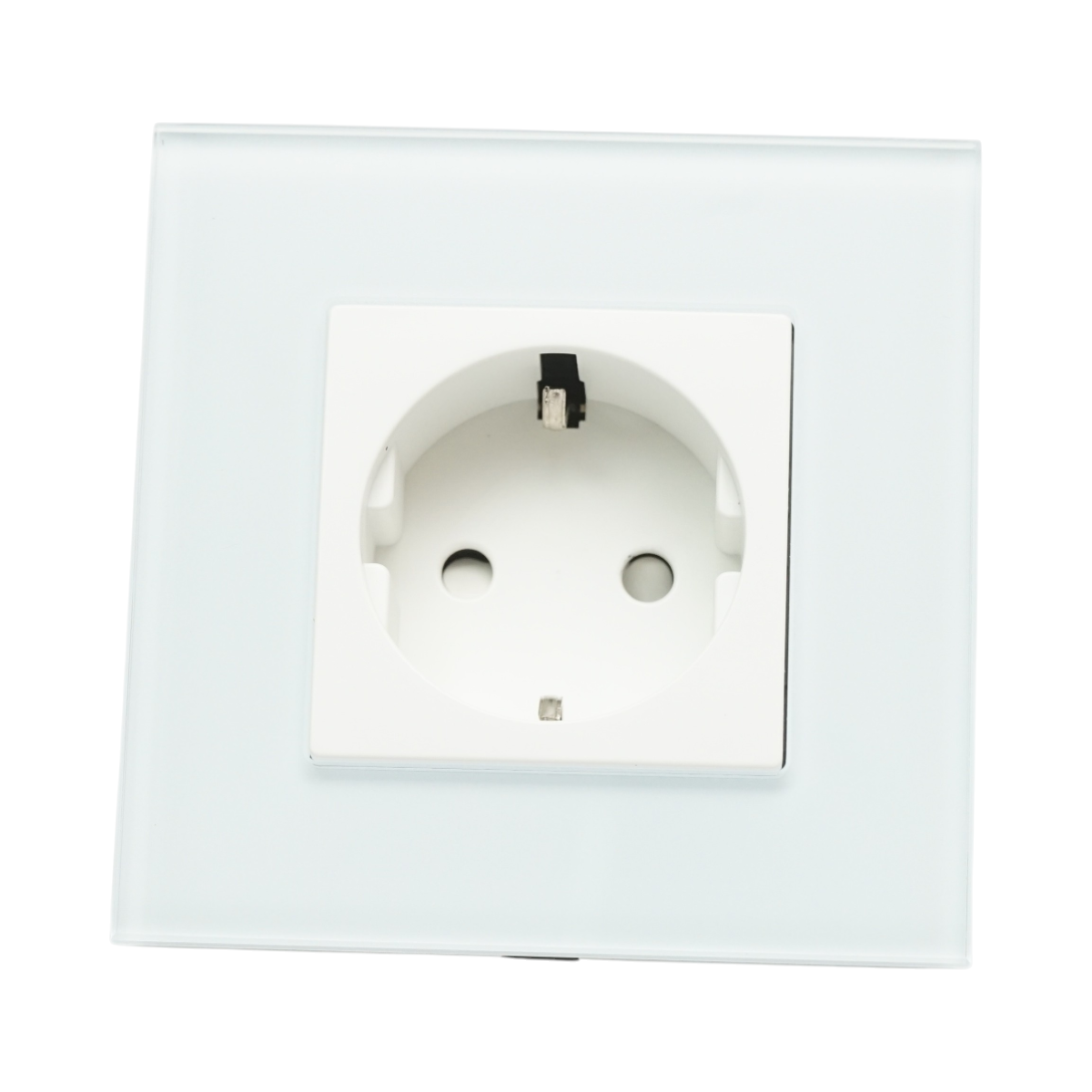 Priza schuko alba incastrata 220V, 16A, rama sticla 86x86x34mm - imagine 2