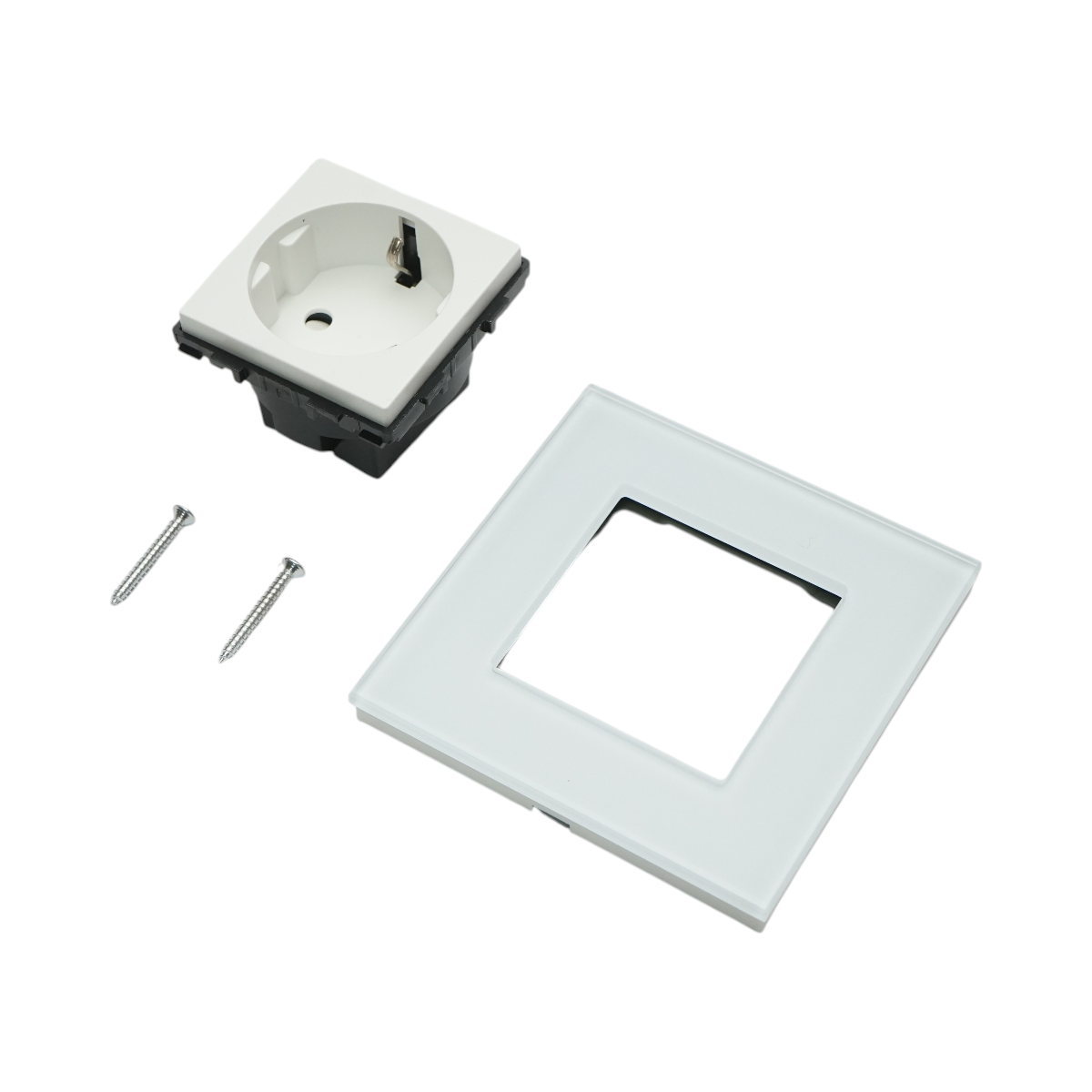 Priza schuko alba incastrata 220V, 16A, rama sticla 86x86x34mm - imagine 5