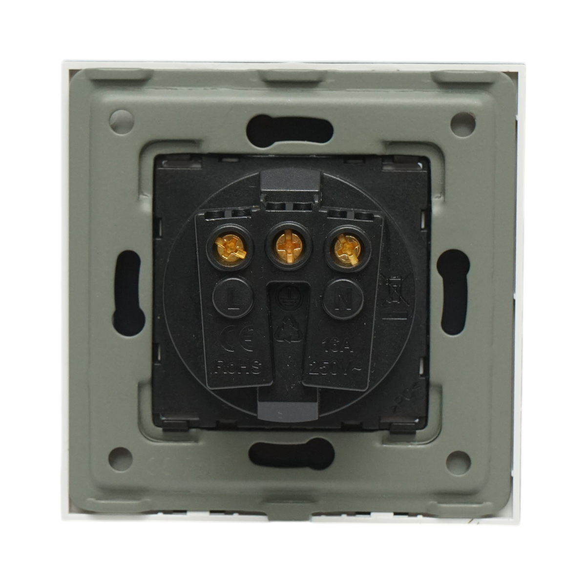 Priza schuko alba incastrata 220V, 16A, rama sticla 86x86x34mm - imagine 4