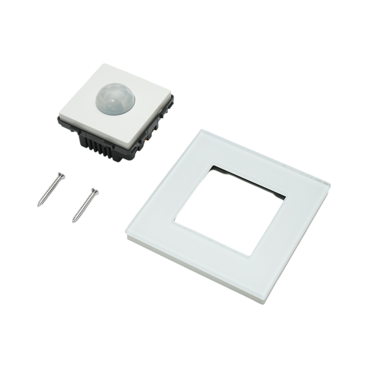 Intrerupator senzor miscare PIR alb 220V, rama sticla 86x86x34mm - imagine 5