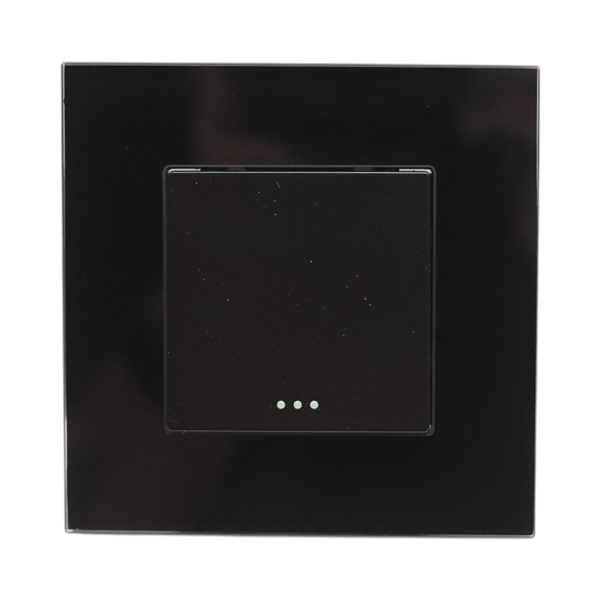 Intrerupator cap scara negru incastrat 220V, 16AX, indicator luminos, rama sticla 86x86x34mm - imagine 2