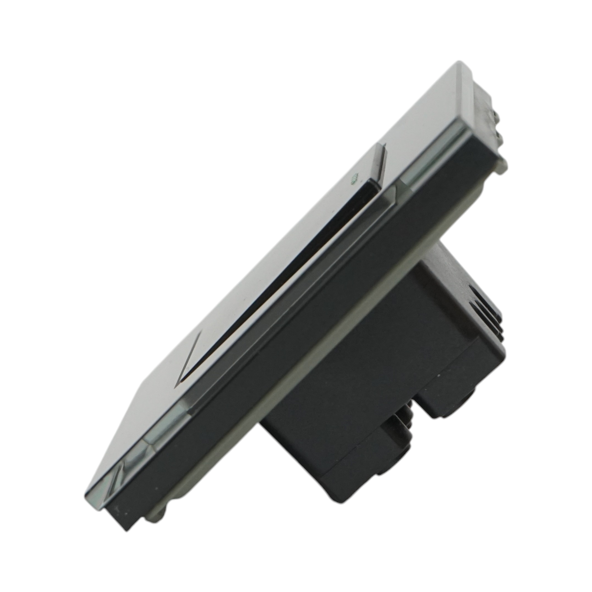 Intrerupator cap scara negru incastrat 220V, 16AX, indicator luminos, rama sticla 86x86x34mm - imagine 3