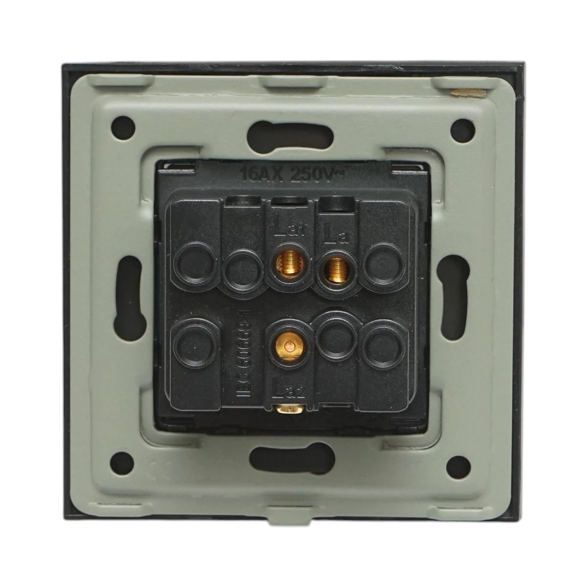 Intrerupator cap scara negru incastrat 220V, 16AX, indicator luminos, rama sticla 86x86x34mm - imagine 4