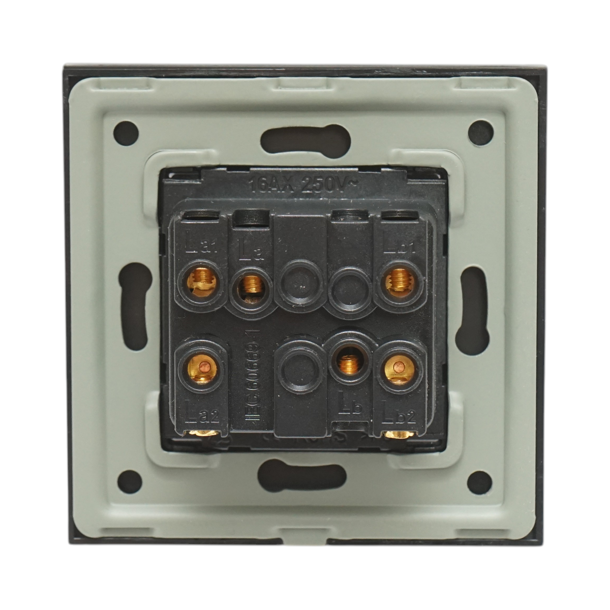 Intrerupator dublu cap scara negru incastrat 220V, 16AX, indicator luminos, rama sticla 86x86x34mm - imagine 4