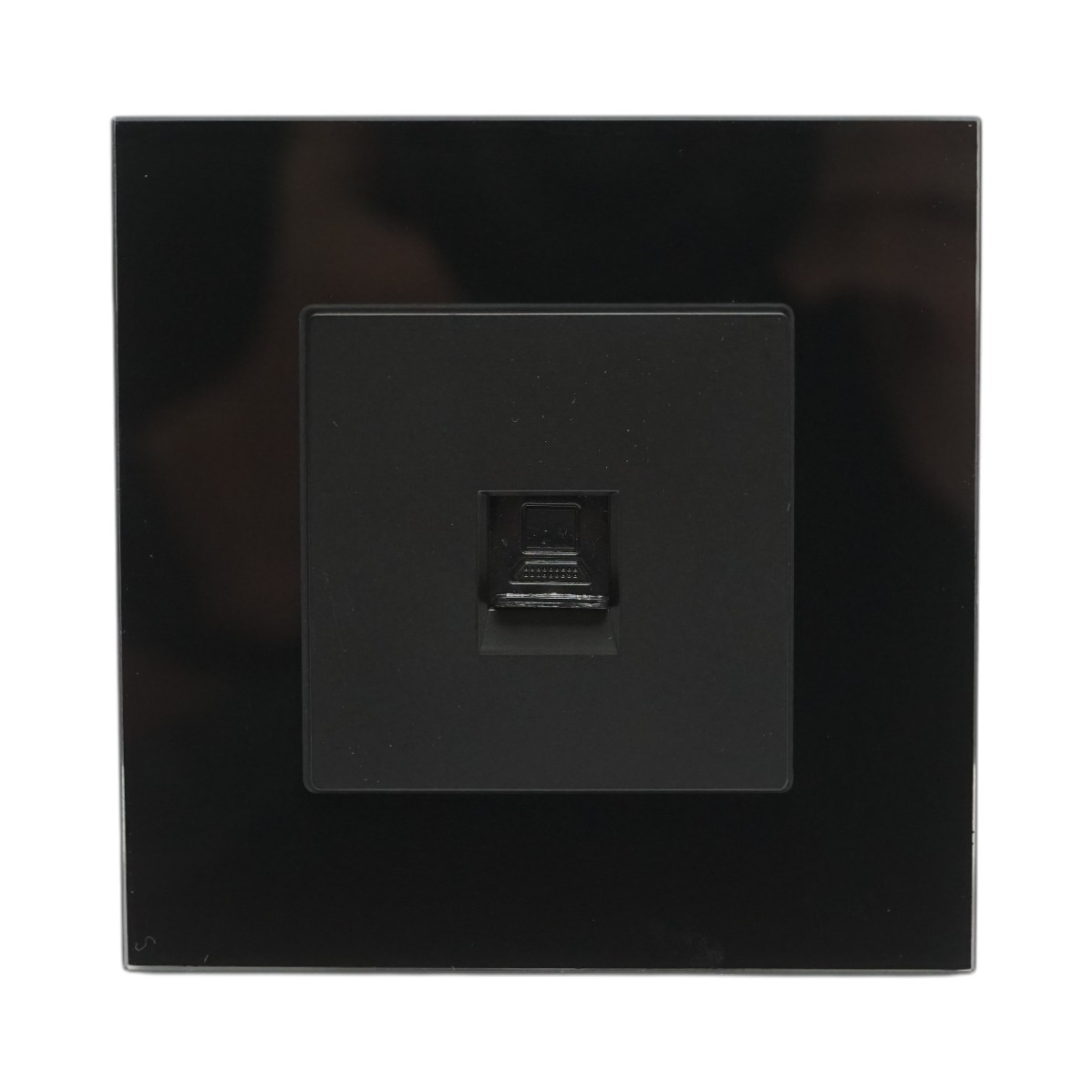Priza internet CAT6 RJ45 neagra cu rama din sticla 86x86mm - imagine 2
