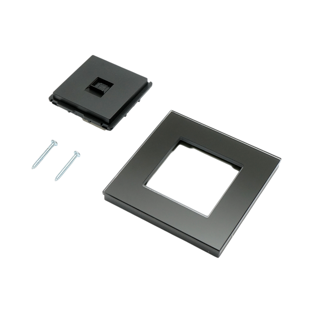 Priza internet CAT6 RJ45 neagra cu rama din sticla 86x86mm - imagine 5