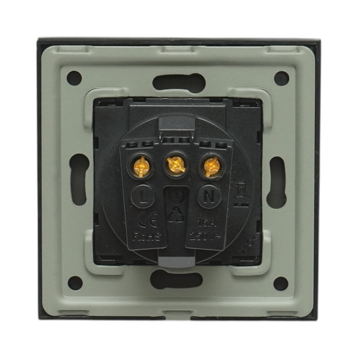 Priza schuko neagra 220V, 16A, capac transparent, rama sticla 86x86x34mm - imagine 4