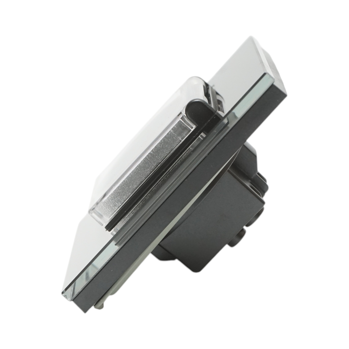 Priza schuko neagra 220V, 16A, capac transparent, rama sticla 86x86x34mm - imagine 3