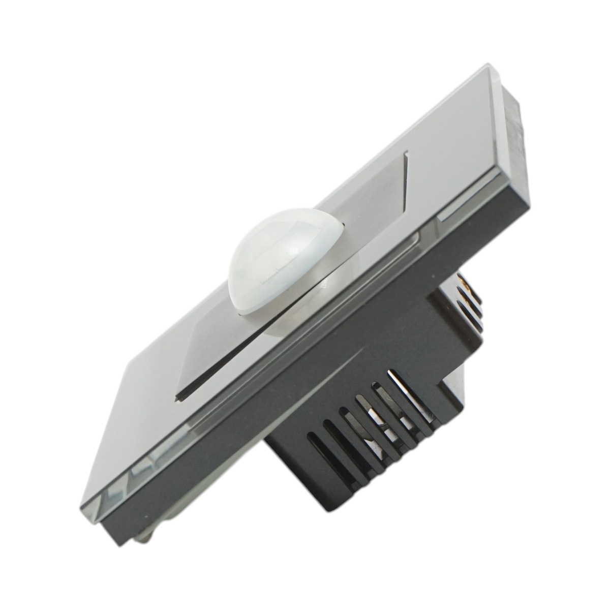 Intrerupator senzor miscare PIR negru 220V, rama sticla 86x86x34mm - imagine 3