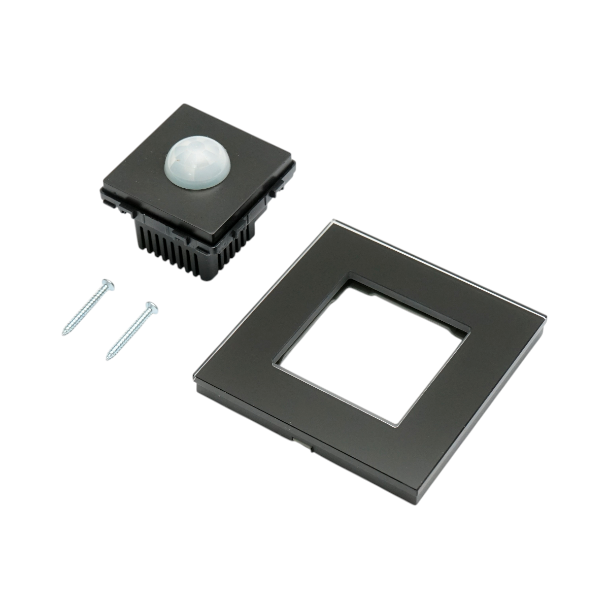 Intrerupator senzor miscare PIR negru 220V, rama sticla 86x86x34mm - imagine 5