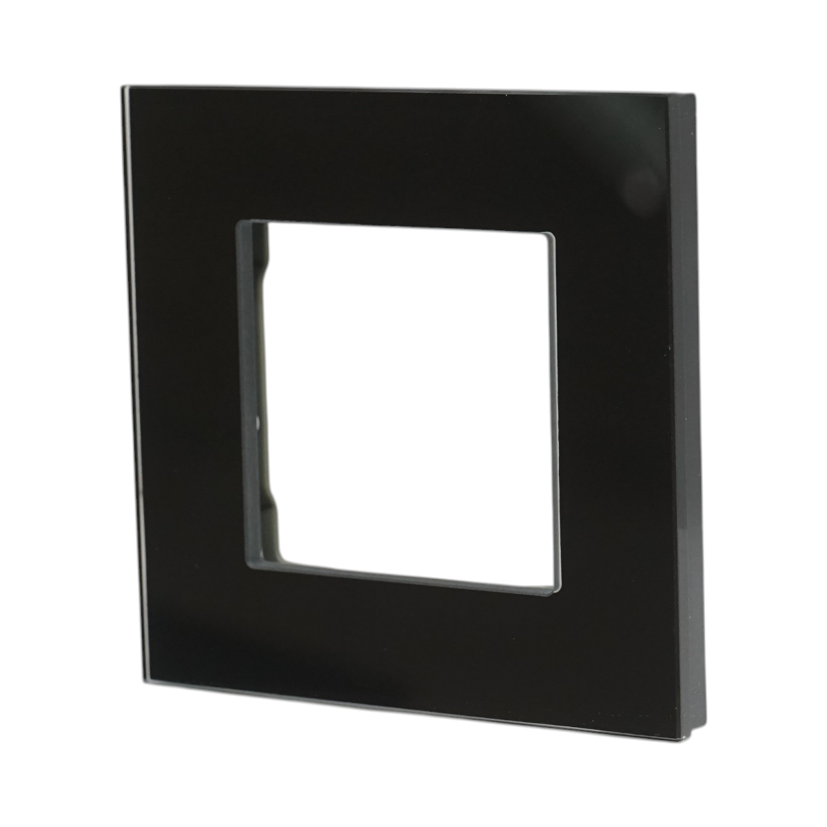 Rama simpla sticla neagra priza si intrerupator 86x86x10mm - imagine 4