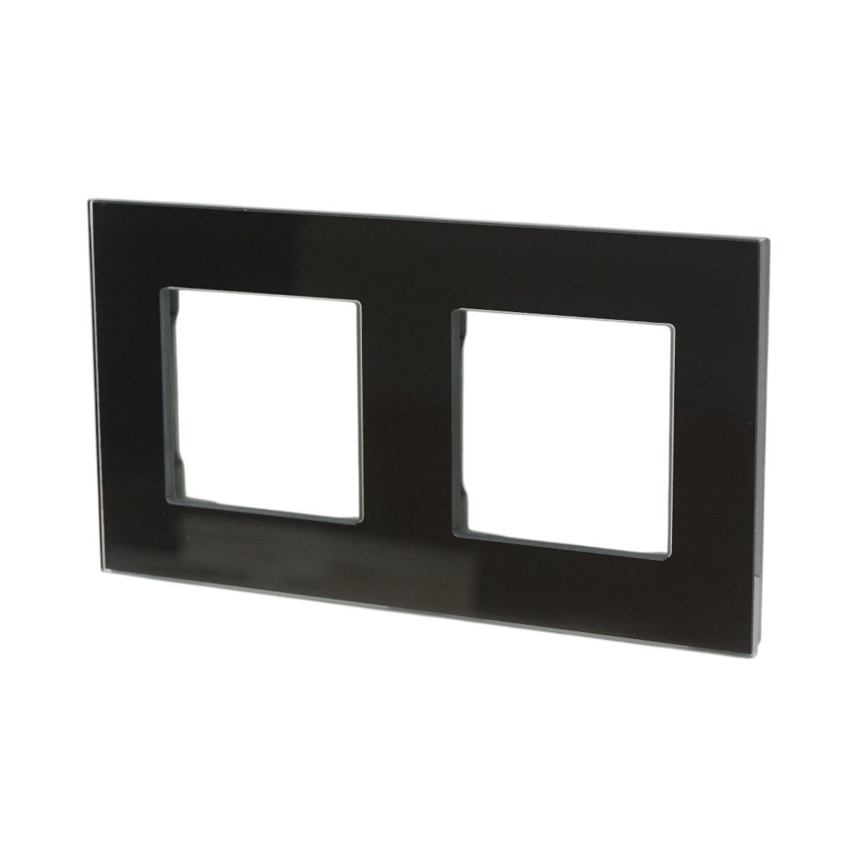 Rama dubla sticla neagra priza si intrerupator 86x157mm - imagine 4