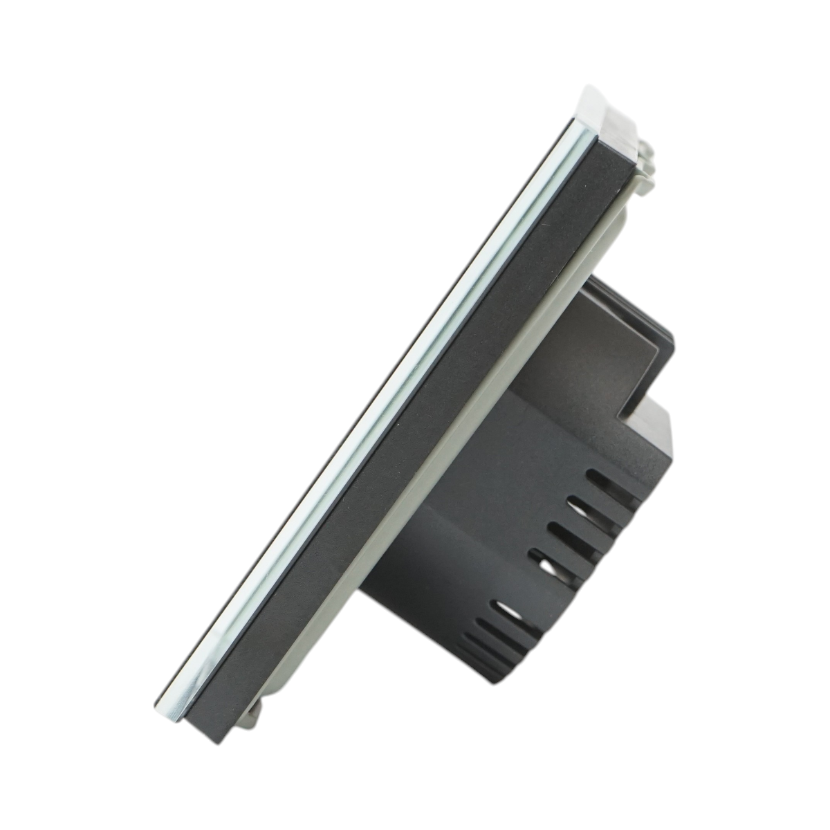 Intrerupator touch dublu negru 220V, indicator luminos, rama sticla 86x86x34mm - imagine 3