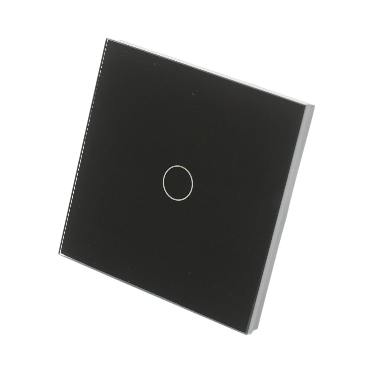 Intrerupator touch cap scara negru 220V, indicator luminos, rama sticla 86x86x34mm