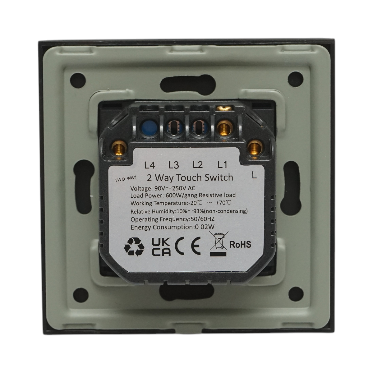 Intrerupator touch cap scara negru 220V, indicator luminos, rama sticla 86x86x34mm - imagine 4