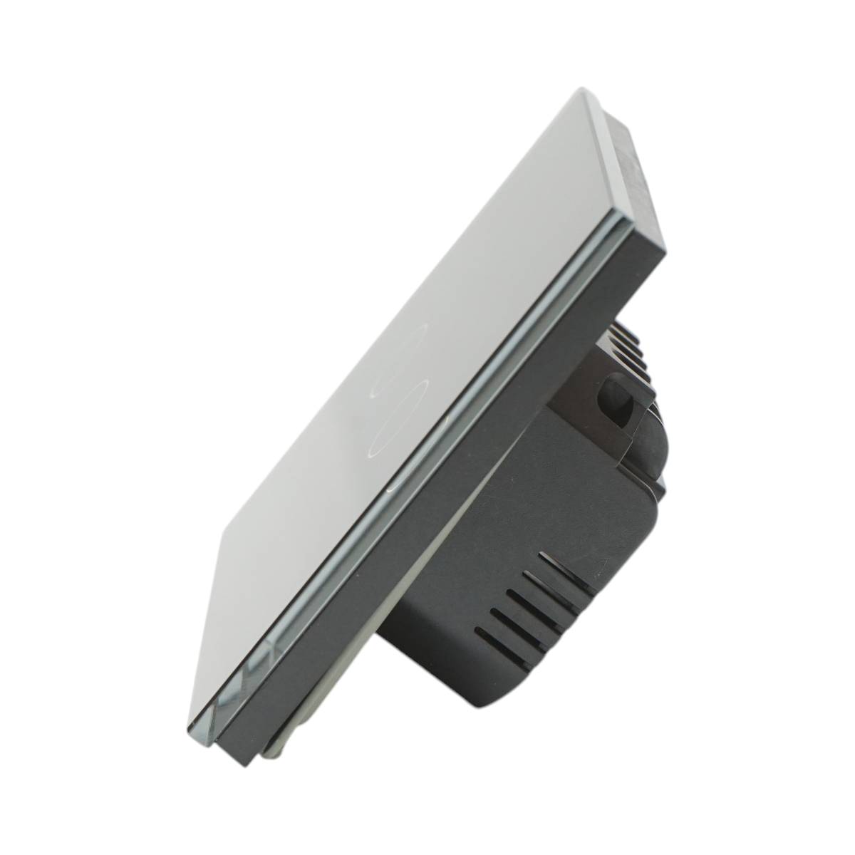 Intrerupator touch dublu cap scara negru 220V, indicator luminos, rama sticla 86x86x34mm - imagine 3