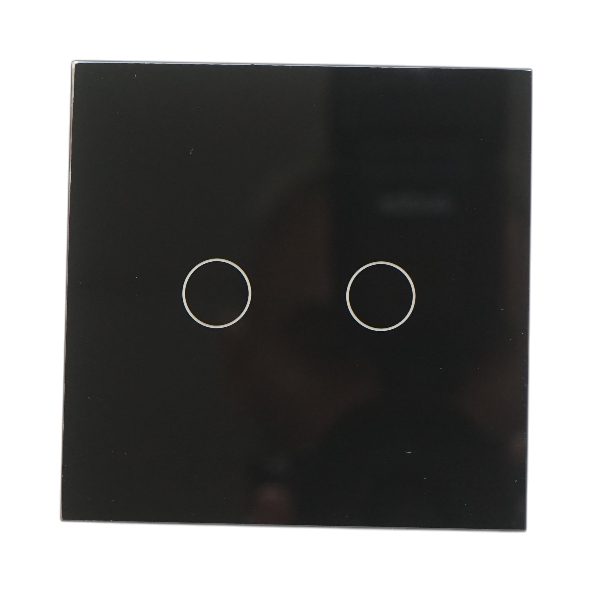Intrerupator touch dublu cap scara negru 220V, indicator luminos, rama sticla 86x86x34mm - imagine 2