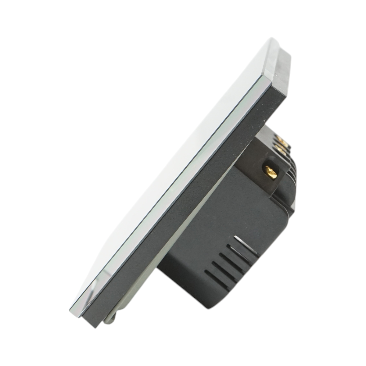 Intrerupator touch triplu cap scara negru 220V, indicator luminos, rama sticla 86x86x34mm - imagine 3