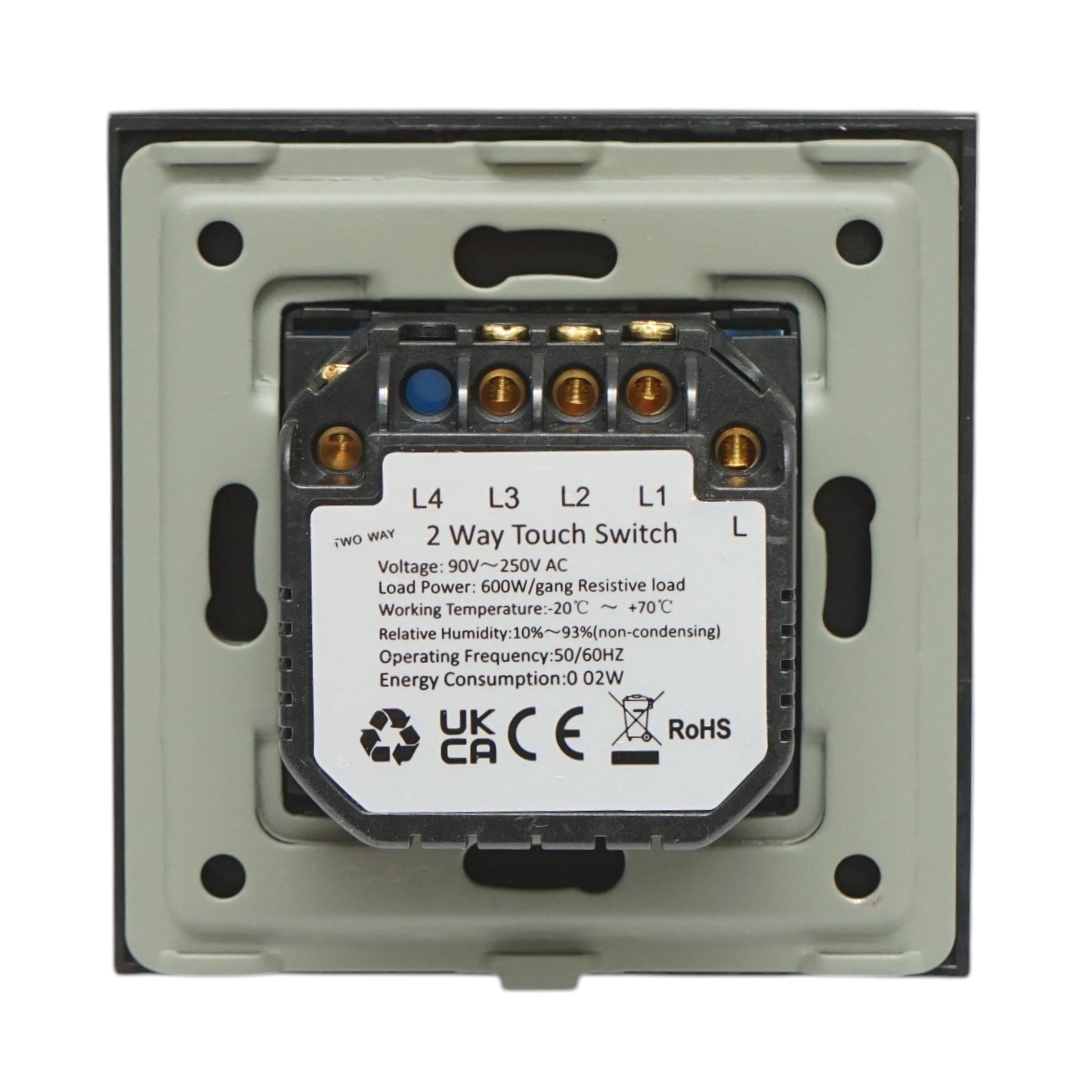 Intrerupator touch triplu cap scara negru 220V, indicator luminos, rama sticla 86x86x34mm - imagine 4