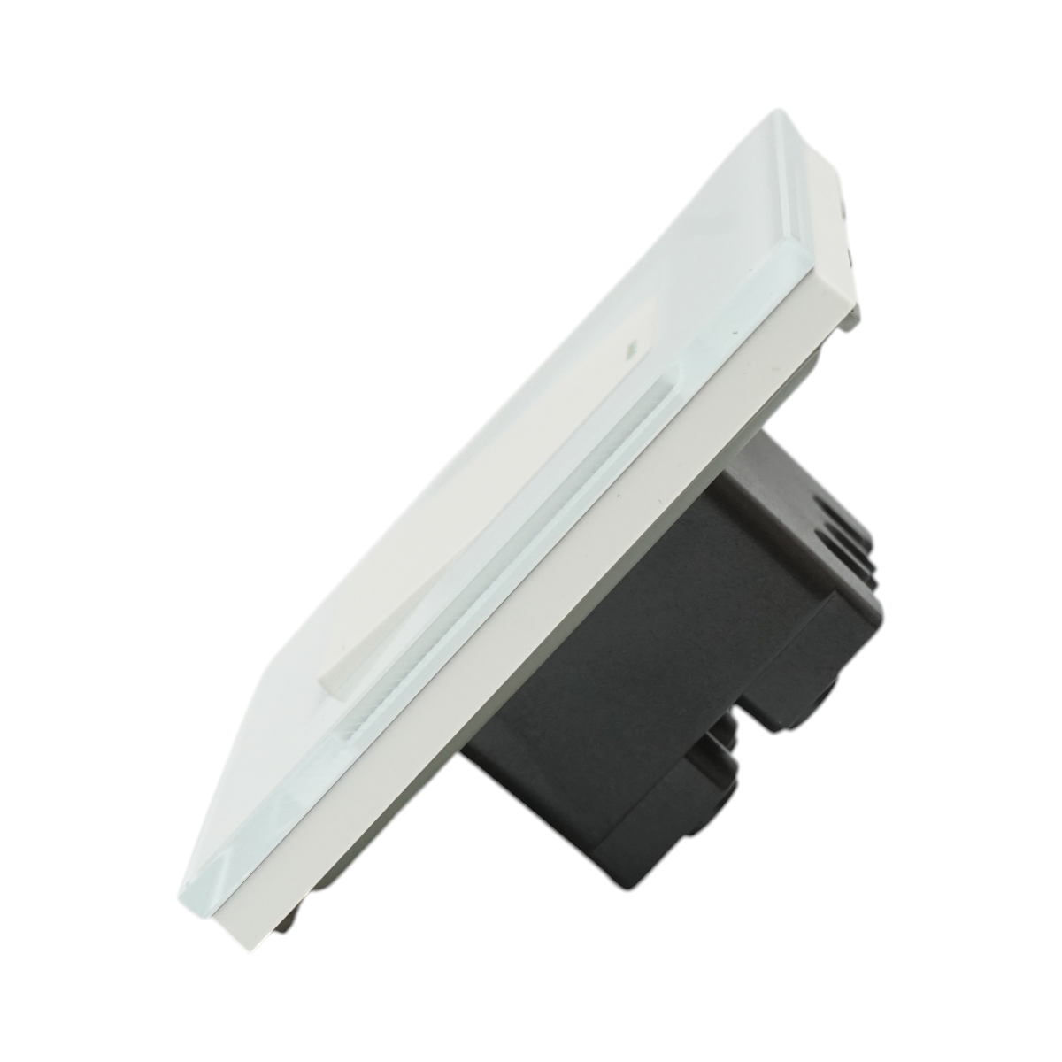 Intrerupator cap scara alb incastrat 220V, 16AX, indicator luminos, rama sticla 86x86x34mm - imagine 3