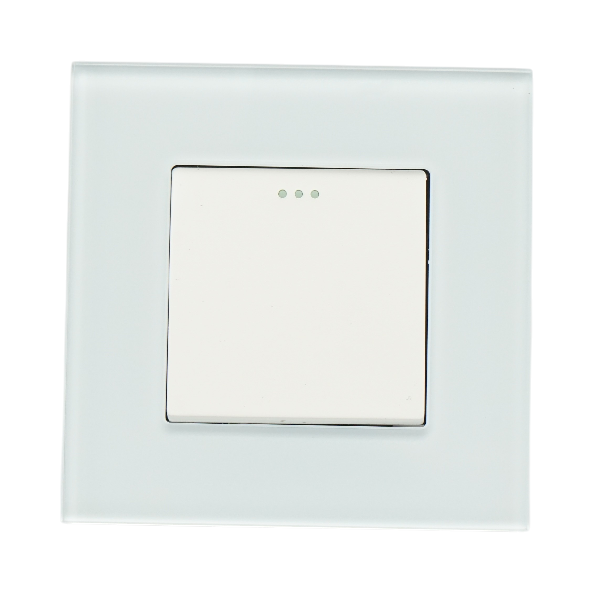 Intrerupator cap scara alb incastrat 220V, 16AX, indicator luminos, rama sticla 86x86x34mm - imagine 2