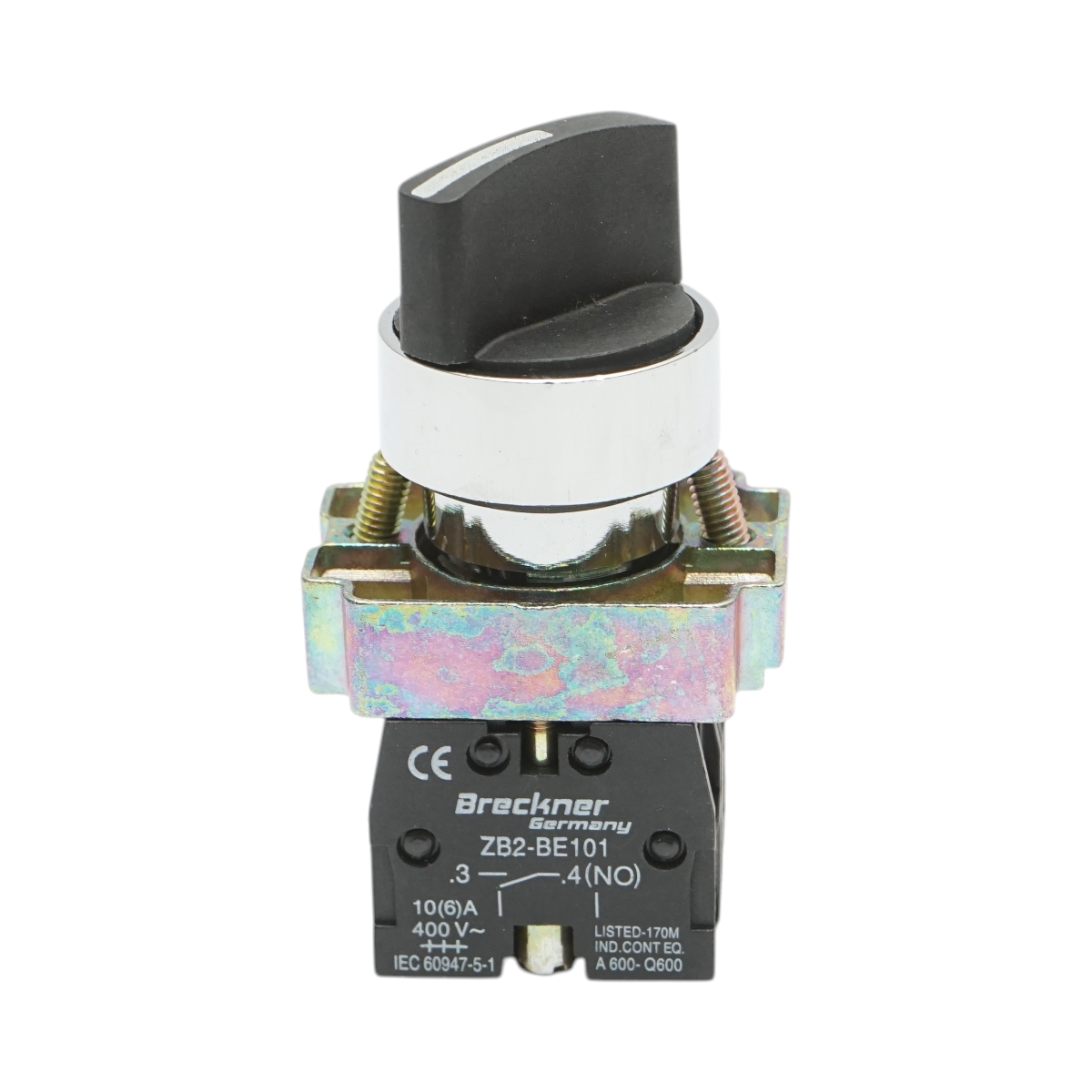 Selector 2 pozitii negru cu revenire 1NO+1NC, 400V/10A, LAY5 Breckner Germany