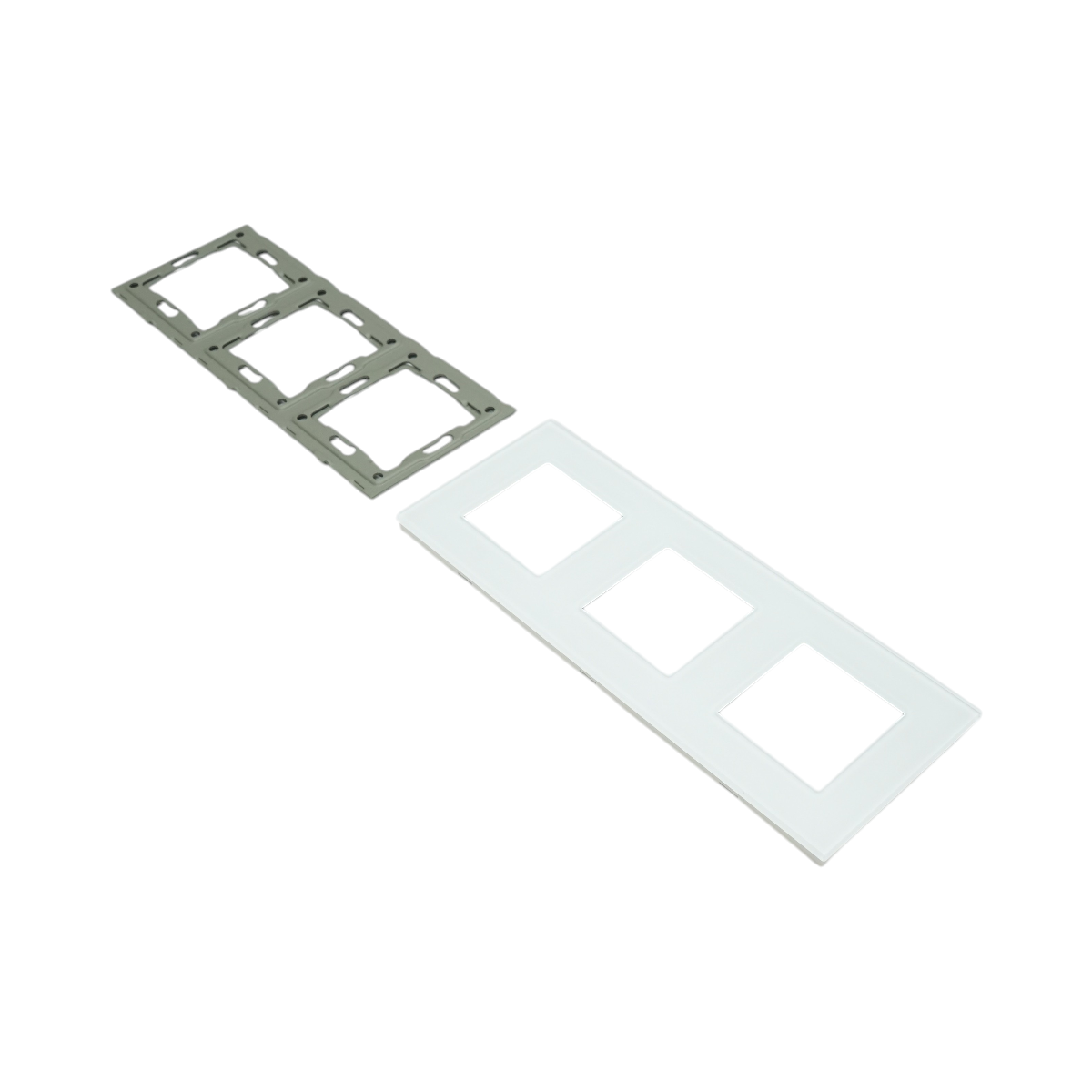 Rama tripla sticla alba priza si intrerupator 228x86x10mm - imagine 3