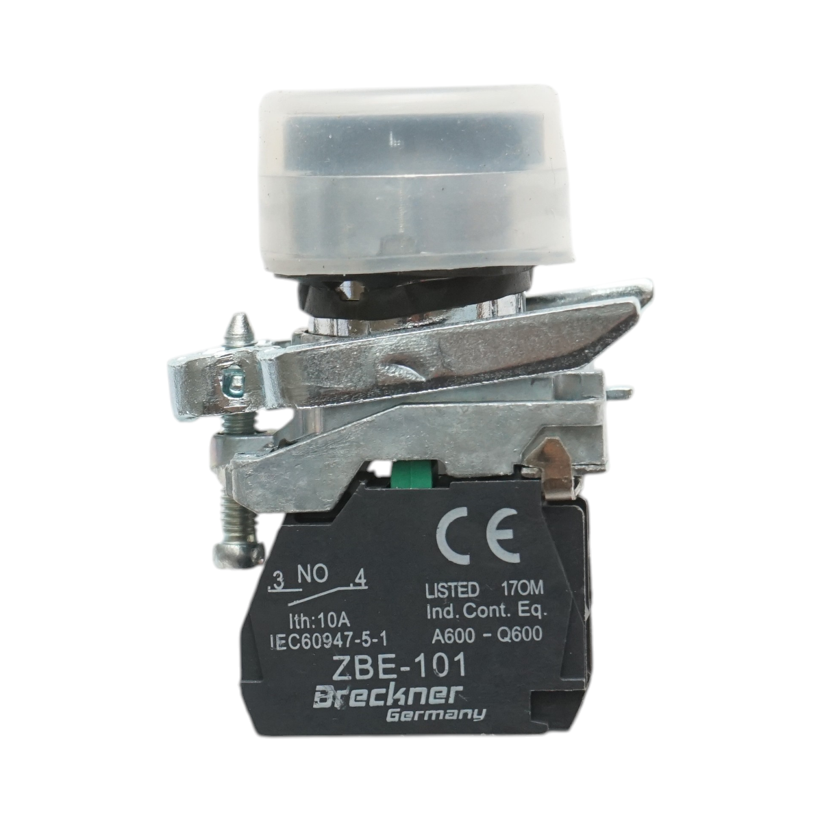 Buton comanda negru cu capac protectie 22mm, 1NO,  TB4-BP21, IP65 Breckner Germany