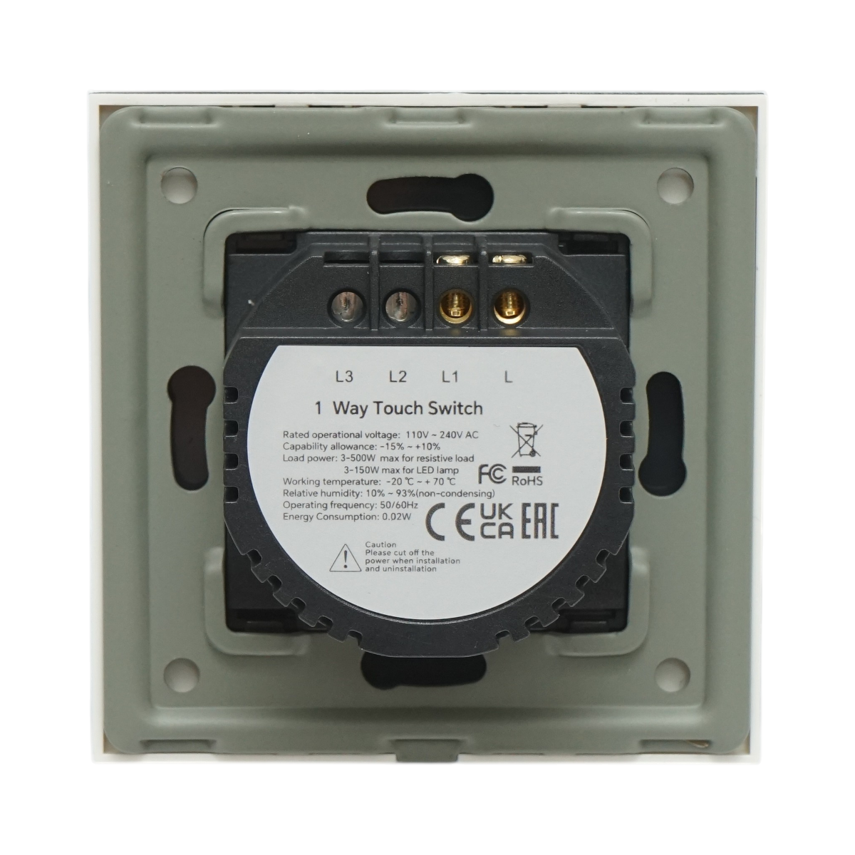 Intrerupator touch alb simplu 220V, indicator luminos, rama sticla 86x86x34mm - imagine 4