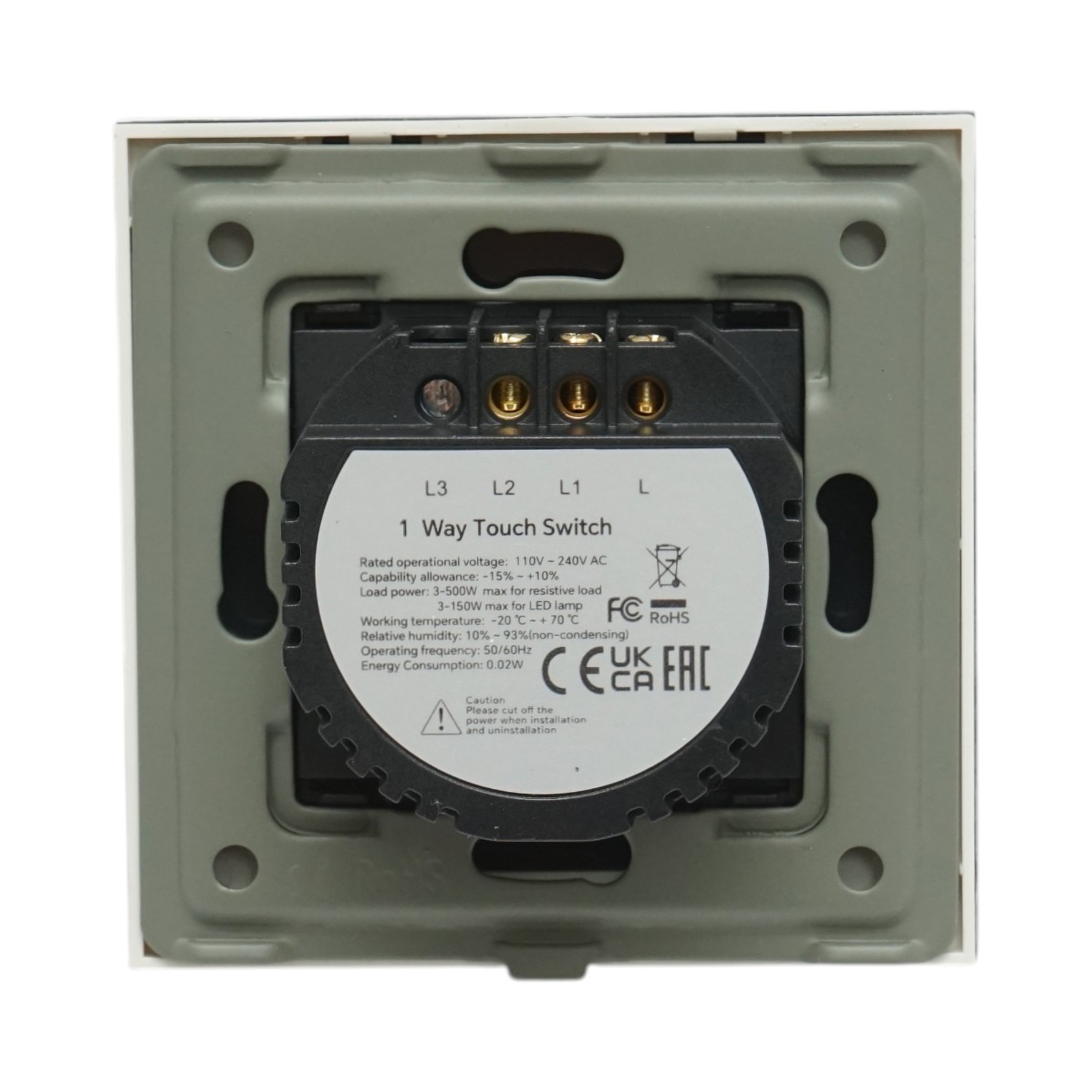 Intrerupator touch dublu alb 220V, indicator luminos, rama sticla 86x86x34mm - imagine 4