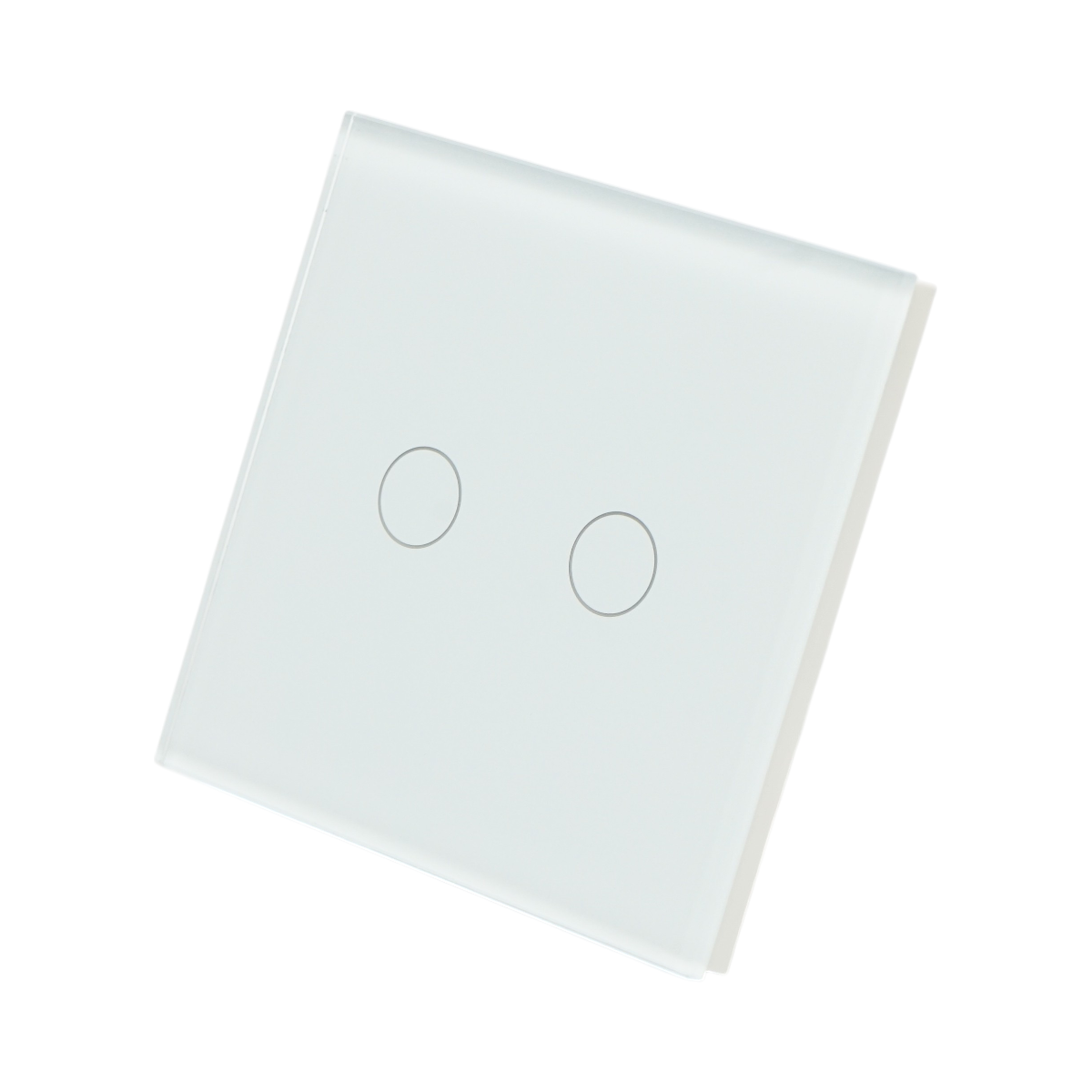 Intrerupator touch dublu alb 220V, indicator luminos, rama sticla 86x86x34mm