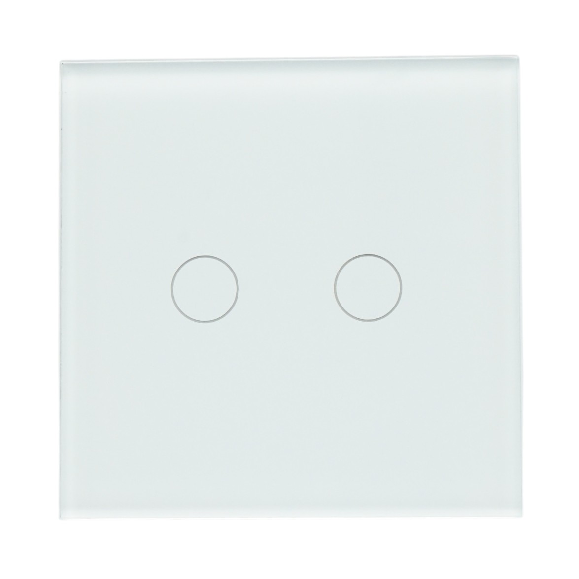 Intrerupator touch dublu alb 220V, indicator luminos, rama sticla 86x86x34mm - imagine 2