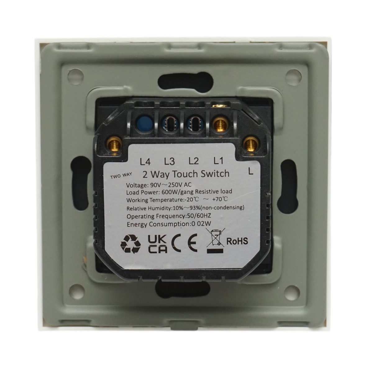 Intrerupator touch cap scara alb 220V, indicator luminos, rama sticla 86x86x34mm - imagine 4