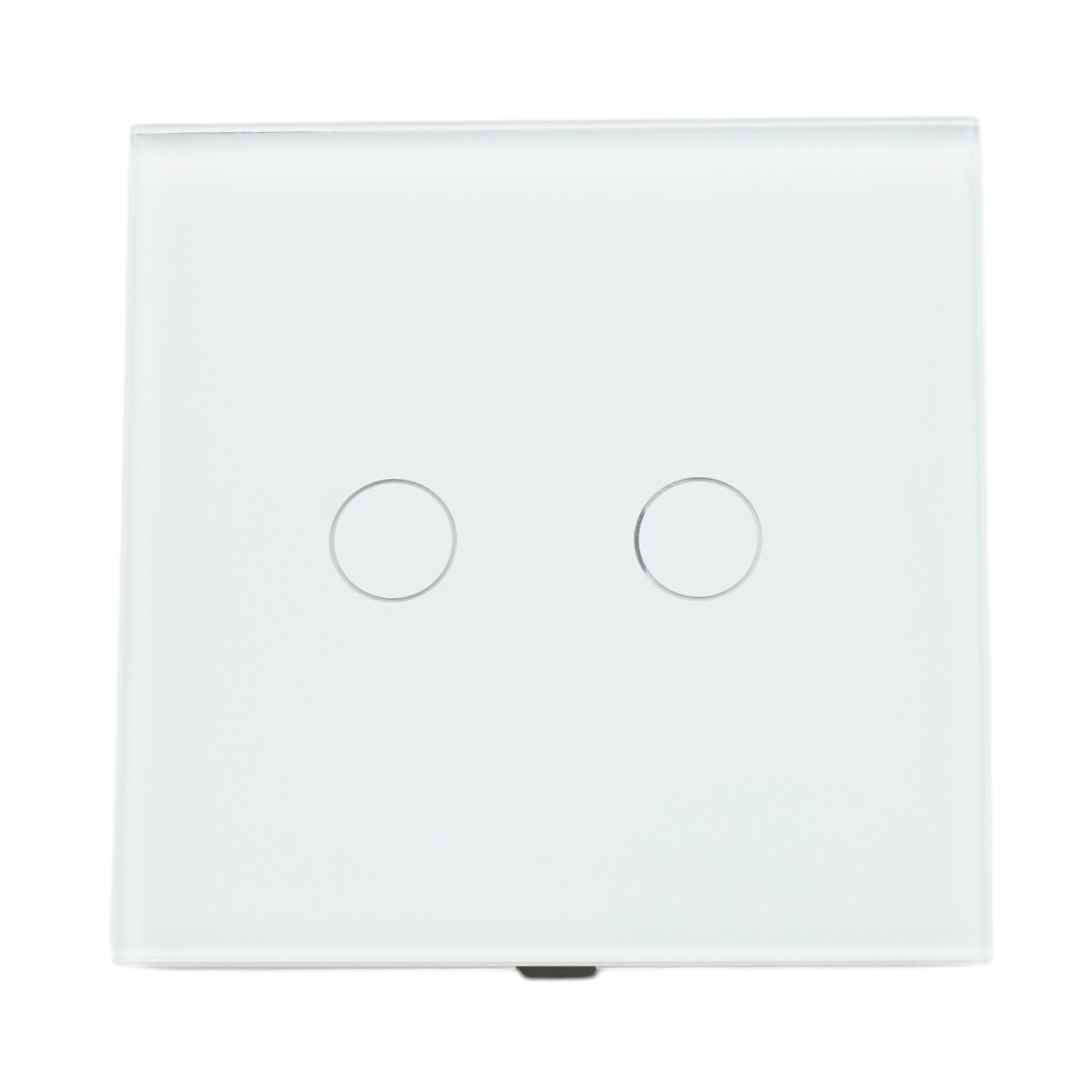 Intrerupator touch dublu cap scara alb 220V, indicator luminos, rama sticla 86x86x34mm - imagine 2