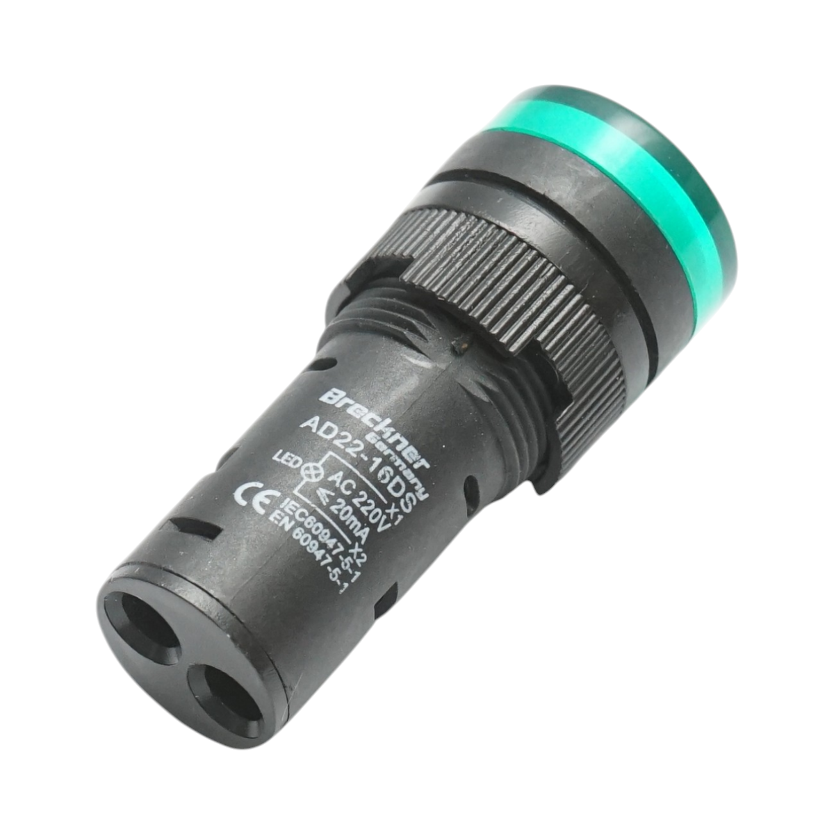 Indicator semnalizare LED verde 220V AC 16mm Breckner Germany - imagine 3