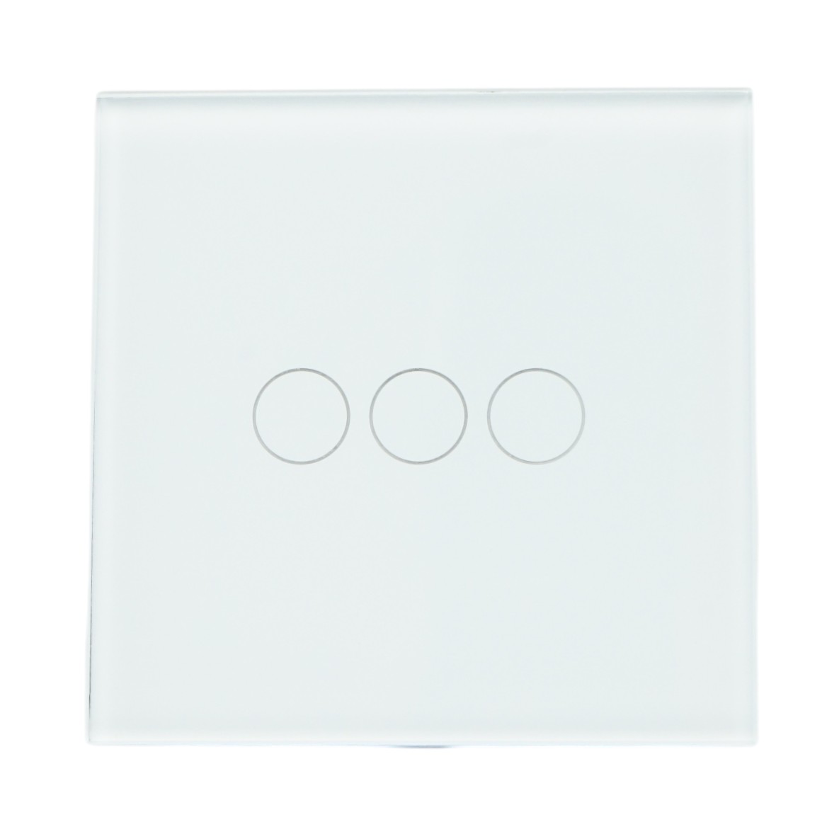 Intrerupator touch triplu cap scara alb 220V, indicator luminos, rama sticla 86x86x34mm - imagine 2