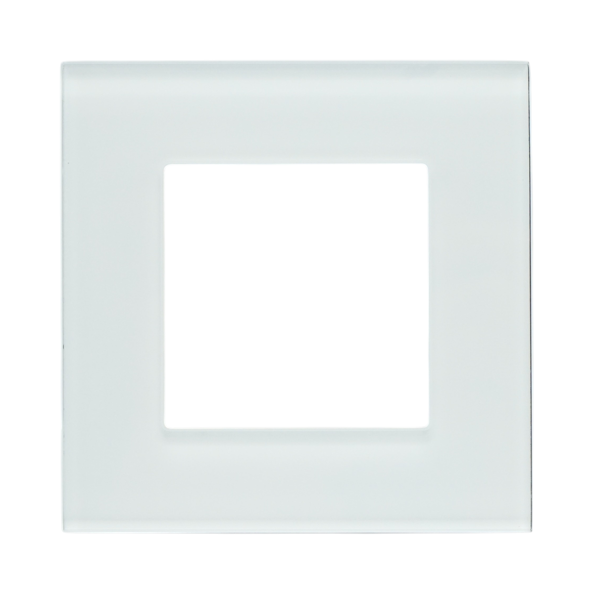 Rama simpla sticla alba priza si intrerupator 86x86x10mm