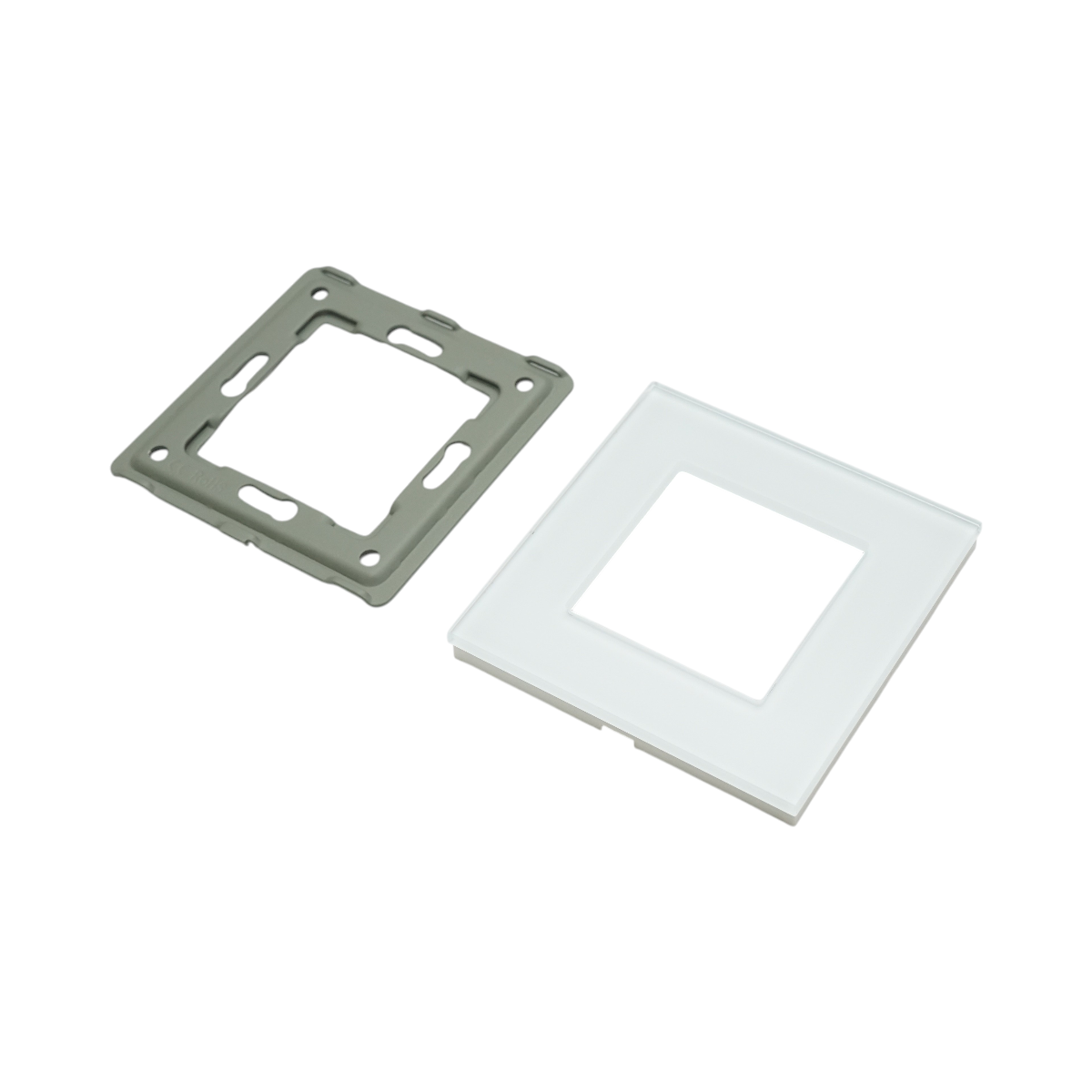 Rama simpla sticla alba priza si intrerupator 86x86x10mm - imagine 3