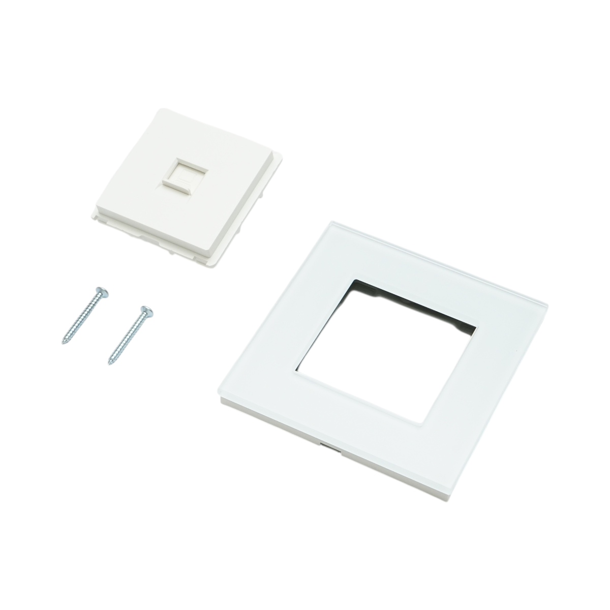 Priza internet CAT6 RJ45, rama sticla alba 86x86mm - imagine 5